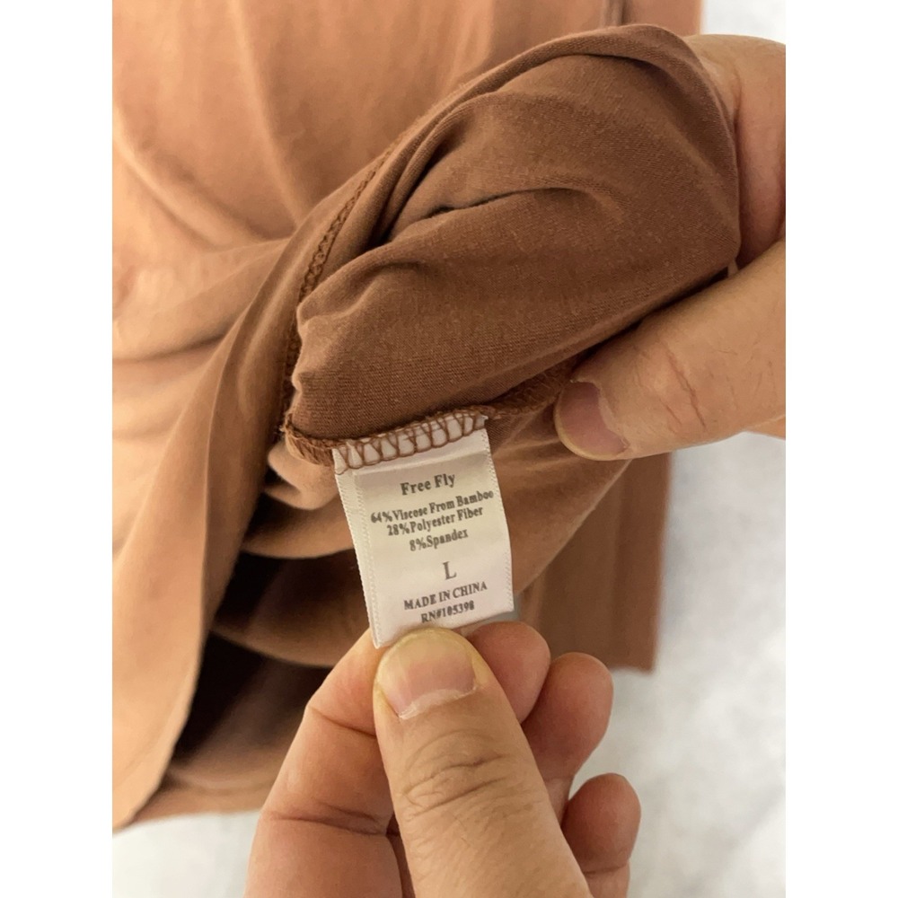 Free Fly Shirt Men L Brown Henley Bamboo Blend Stretch Active Workout L/S Tee - Picture 7 of 8